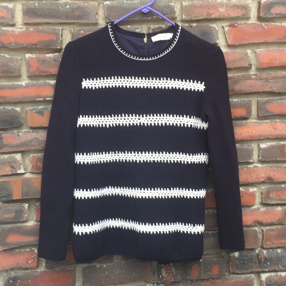 Tory Burch Small Navy Blue & White Sweater